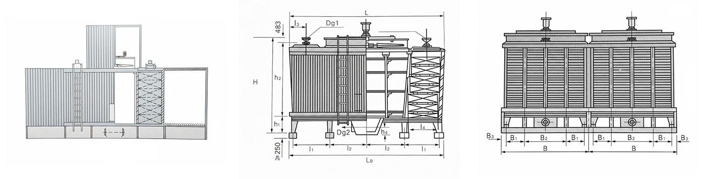 FRP Fiberglass GFRP Square Low Noise Type Counterflow Cooling Tower